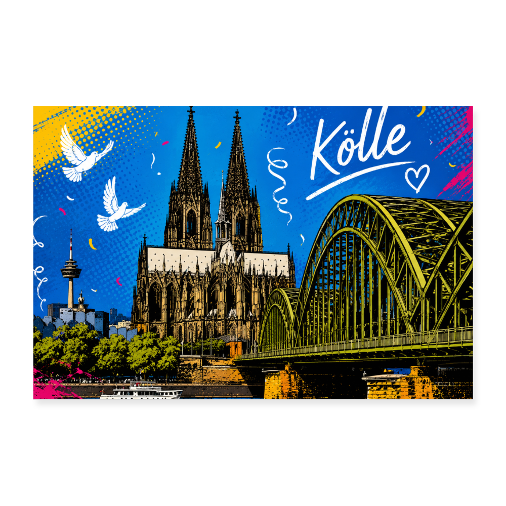 Kölner Dom Poster | 60×40 cm - Weiß